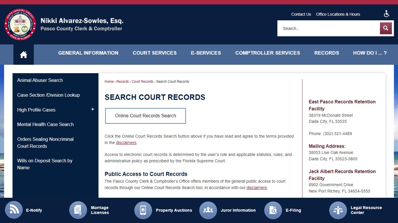 Search Court Records | Pasco County Clerk, FL