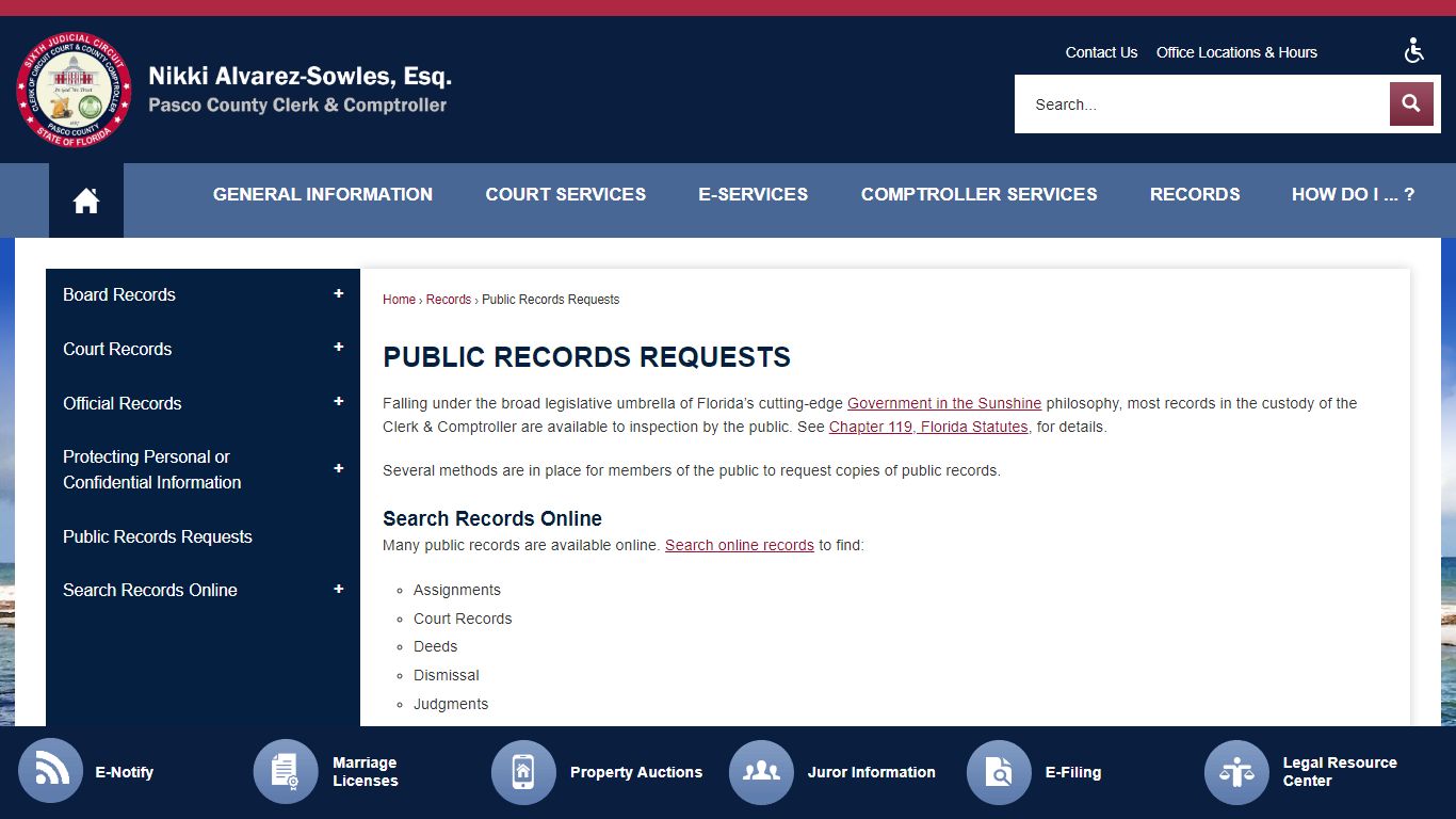 Public Records Requests | Pasco County Clerk, FL